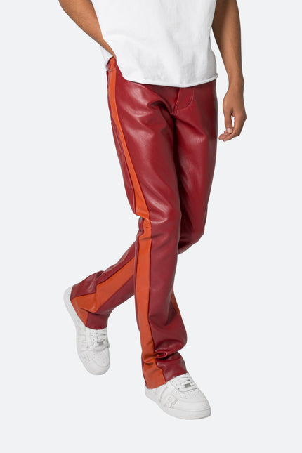 Pantalones acampanados de cuero B518 - Rojo/Naranja