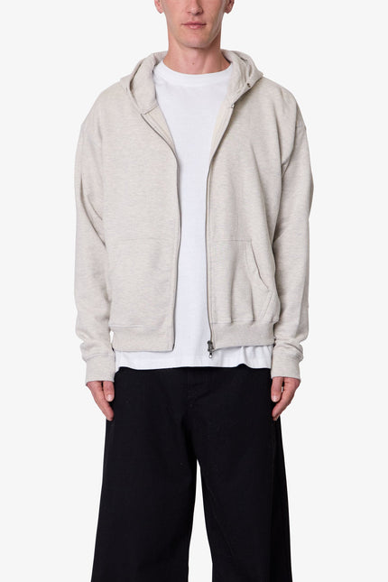 Sudadera con capucha básica gris con cremallera