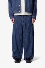 Baggy Pin Striped Denim - Rinsed Indigo
