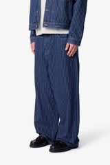 Baggy Pin Striped Denim - Rinsed Indigo