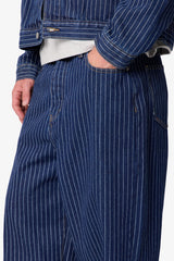 Baggy Pin Striped Denim - Rinsed Indigo