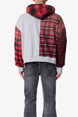 Blocked Flannel Hoodie - Red
