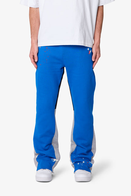 Pantalones deportivos de corte bota con contraste - Azul/Gris