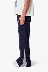 Contrast Kick Flare Sweatpants - Navy