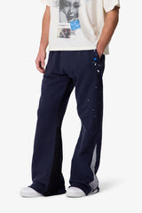 Contrast Kick Flare Sweatpants - Navy