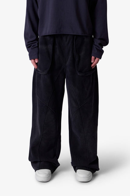 Pantalon de survêtement à coutures croisées - Noir délavé