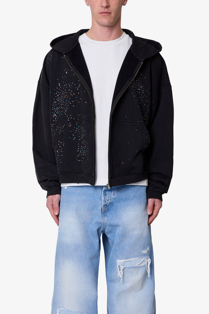 Sweat à capuche Crystal - Noir délavé