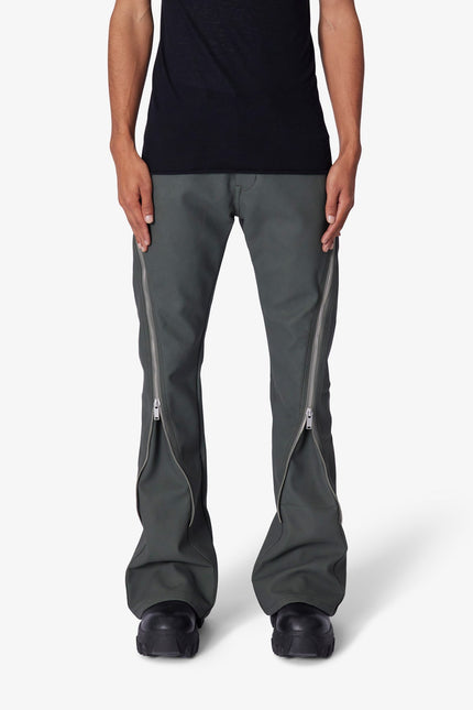 Pantalon évasé en cuir D519 - Gris anthracite