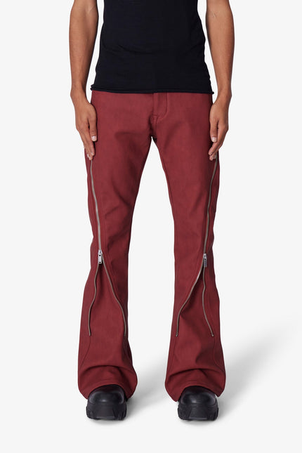 Pantalon évasé en cuir D519 - Rouge