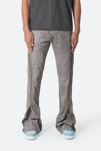 D519 Jeans acampanados con cremallera - Gris