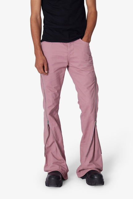 D519 Jeans acampanados con cremallera - Rosa