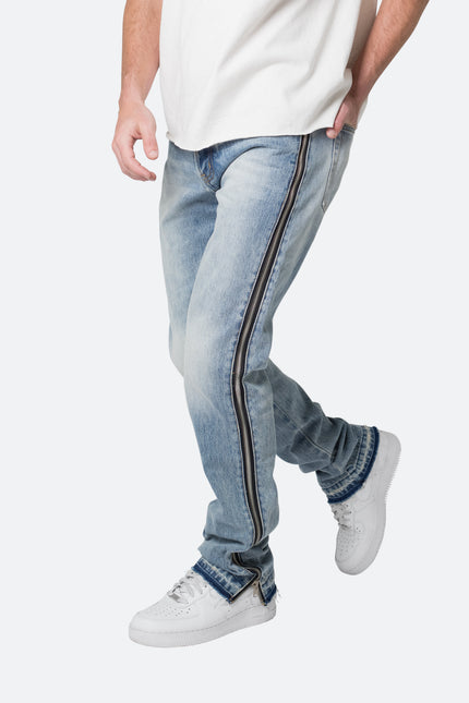 D558 Denim de Rayas Rectas - Azul