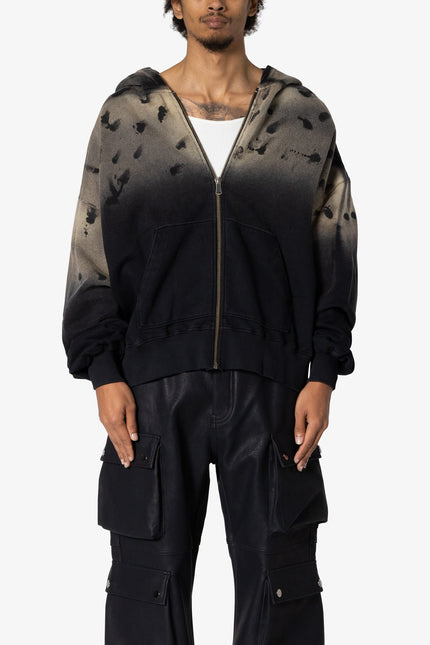 Sweat à capuche déchiré - Noir vintage