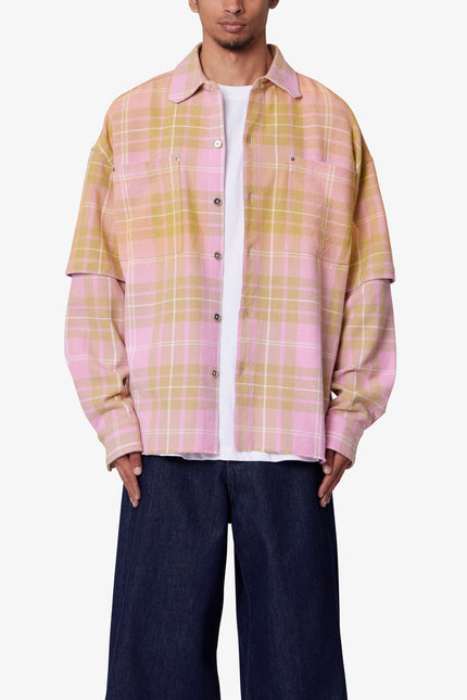 Chemise en flanelle à dégradé rose
