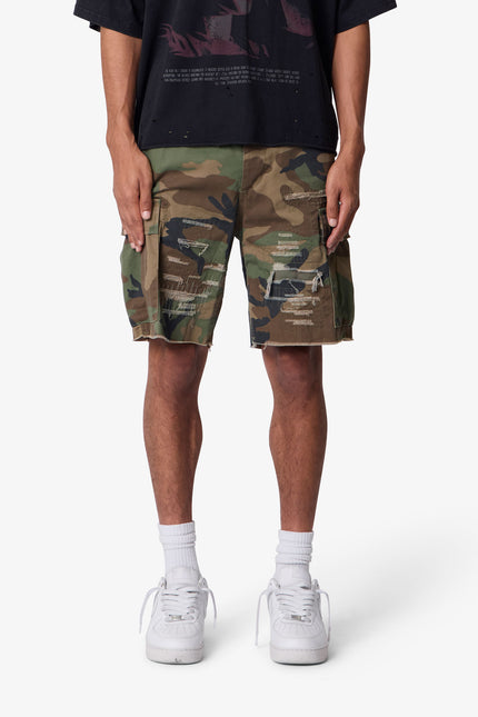 Distressed Cargo Shorts - Camo