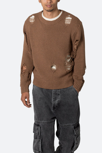 Pull délavé marron