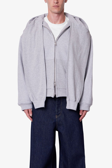 Sweat à capuche avec écharpe à manches doubles - Gris