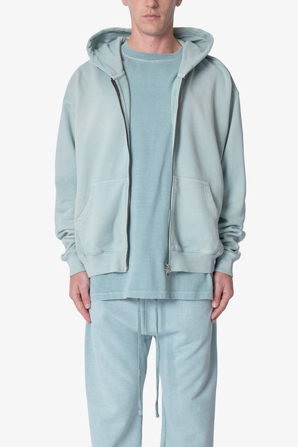 Sudadera con capucha básica con cremallera, color gris pizarra.