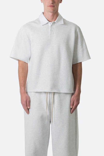 Polo oversize en polaire - Gris chiné