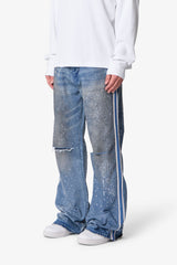 Gemmed Kick Flare Denim - Blue