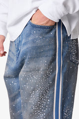 Gemmed Kick Flare Denim - Blue