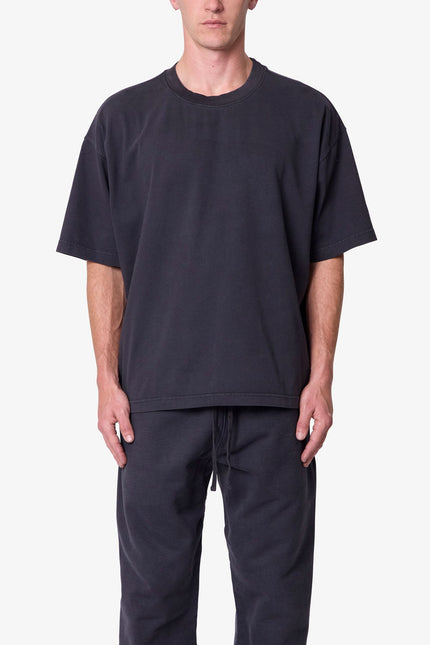 T-shirt basique épais à coupe carrée - Noir délavé