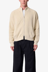 Knit Zip Up Sweater - Tan