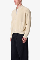 Knit Zip Up Sweater - Tan