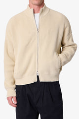Knit Zip Up Sweater - Tan