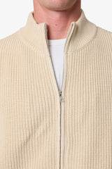 Knit Zip Up Sweater - Tan