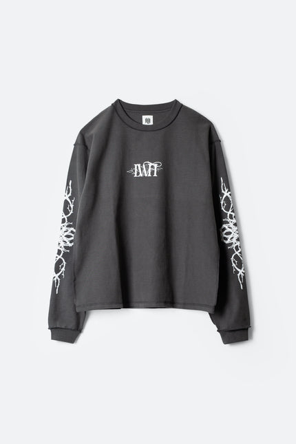 Camiseta de manga larga con logo de espinas de LWH - Negro vintage