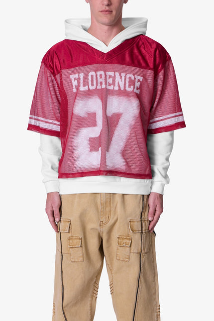 Sweat à capuche en jersey superposé - Bordeaux