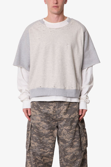 Layered Thermal Raglan Sweater - Heather Grey