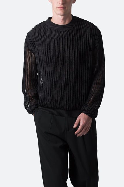 Pull en maille filet - Noir