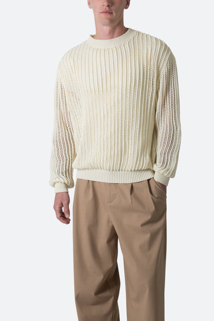 Pull en maille filet - Crème