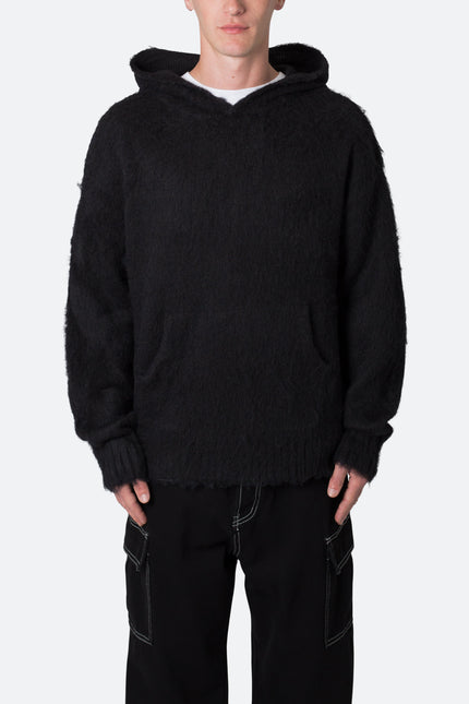 Sudadera con capucha de mohair - Negra