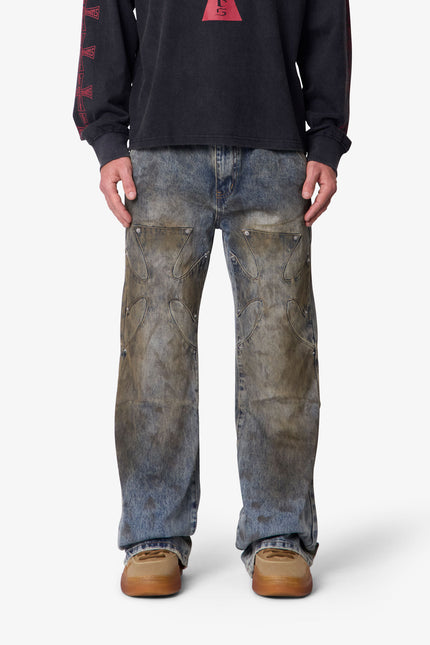Oil Stain Iron Cross Denim - Blue