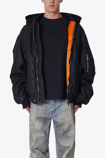 Chaqueta bomber con capucha extragrande - Negra