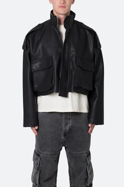 PU Cropped M65 Jacket - Black