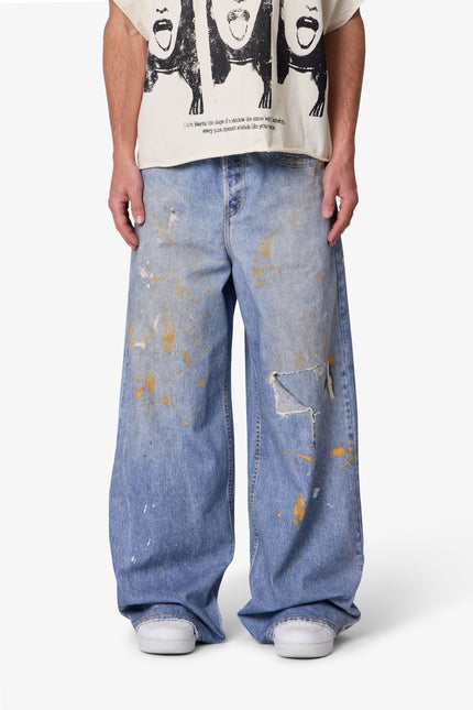 Paint Printed Rave Denim - Blue