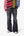 Paneled Distressed Kick Flare Denim - Black