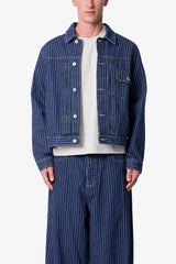 Pin Striped Denim Jacket - Rinsed Indigo