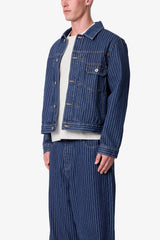 Pin Striped Denim Jacket - Rinsed Indigo