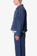 Pin Striped Denim Jacket - Rinsed Indigo