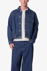 Pin Striped Denim Jacket - Rinsed Indigo