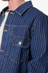Pin Striped Denim Jacket - Rinsed Indigo