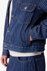 Pin Striped Denim Jacket - Rinsed Indigo