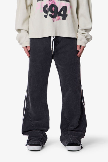 Pantalon évasé à passepoil - Noir délavé