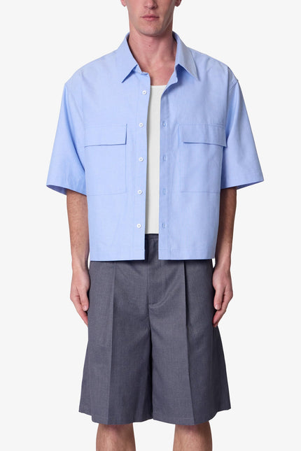 Camisa de conductor de autobús de popelina - Azul claro