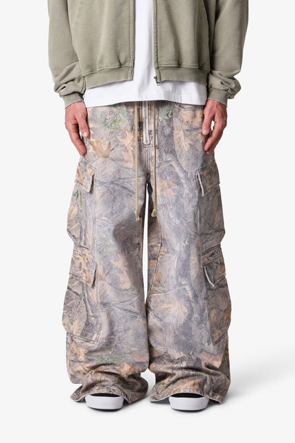 Rave Double Cargo Pants - Grass Camo